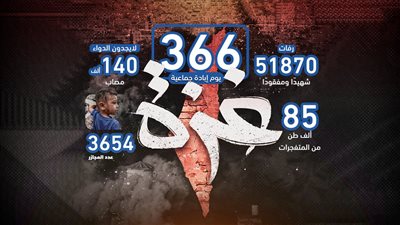   366 يومًا من الإبادة الجماعية بغزة .. 3654 مجزرة و140ألف شهيد ومصاب 